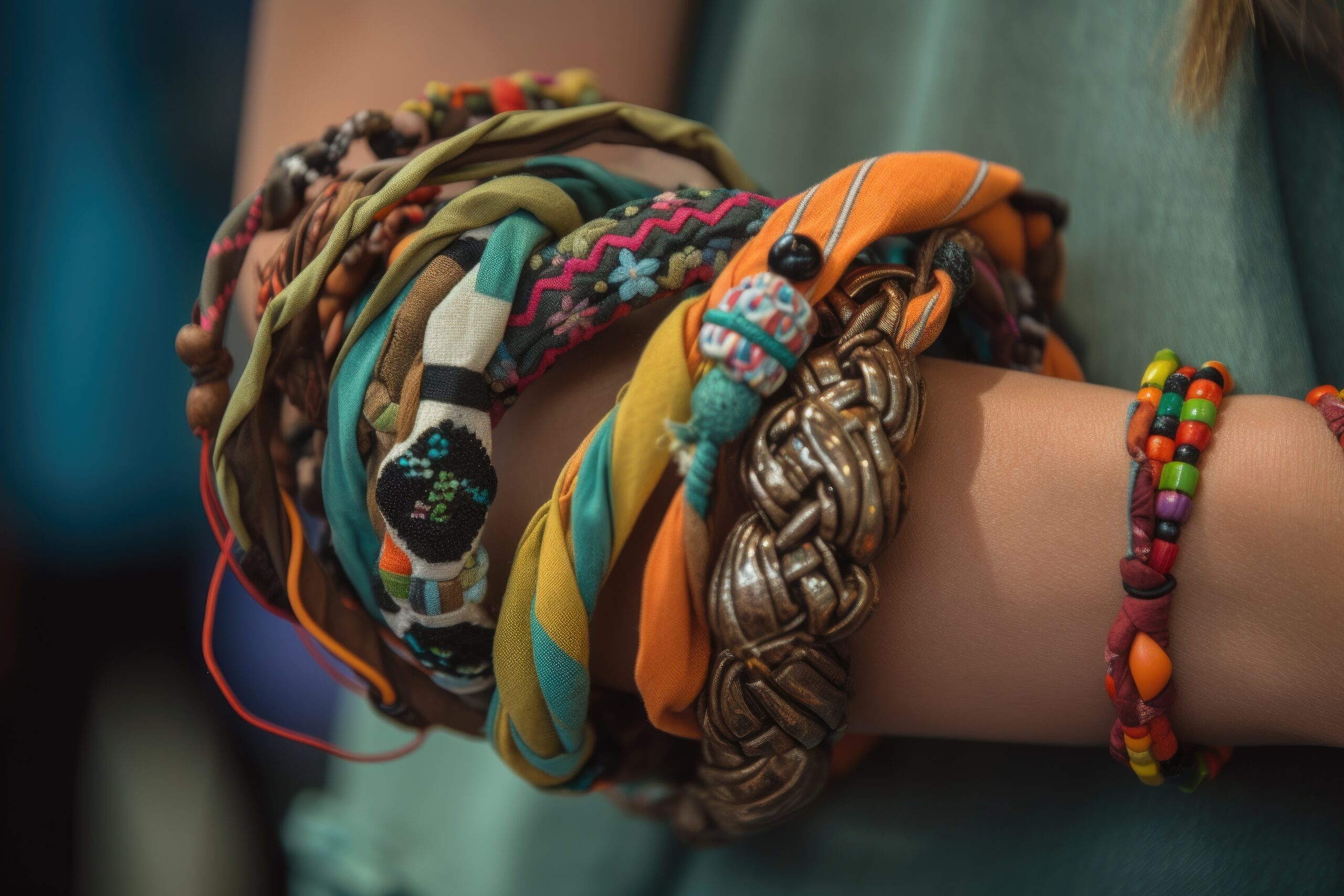upcycling and repurposing clothes into unique and creative accessories, such as braid bracelets or head wraps