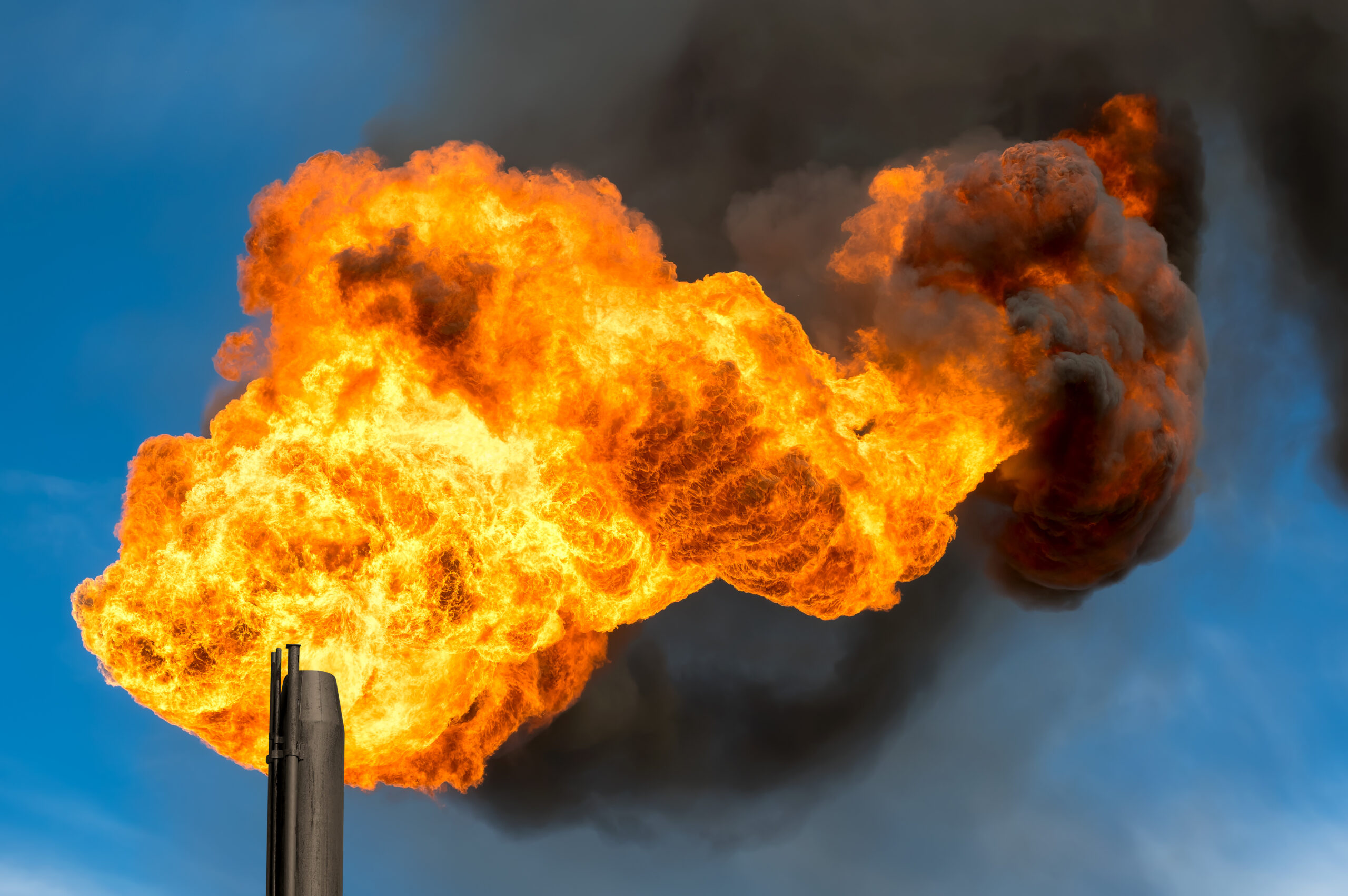 gas flaring. burning of associated gas at oil production.